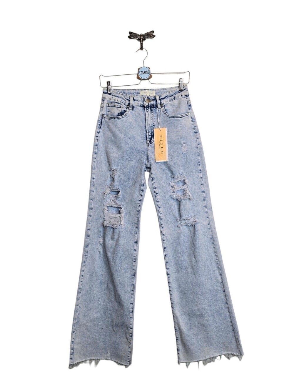 Risen Jeans Georgia - Light Wash Wide Leg Long Tall 5/27 NWT 34" Inseam - Picture 2 of 16